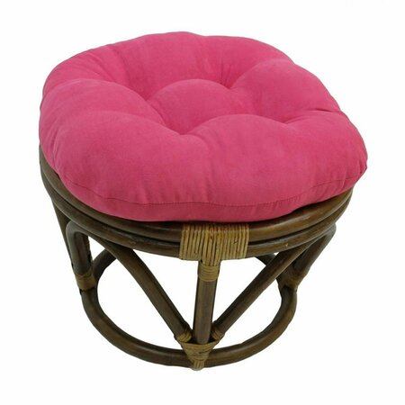 INTERNATIONAL CARAVAN Rattan Ottoman with Micro Suede Cushion, Bery Berry 3301-MS-BB